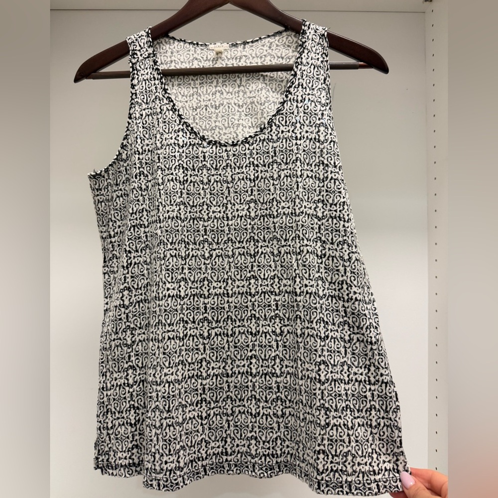 J. Crew Black and White Patterned & Sequined Women's Tank Top Sz M